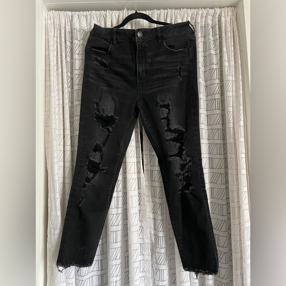 Distressed Black Women's Jeans